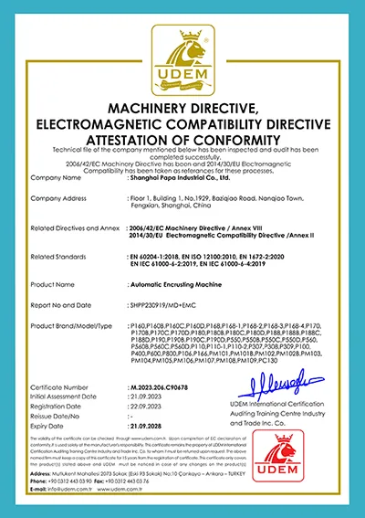 CE Certificate for Encrusting Machine